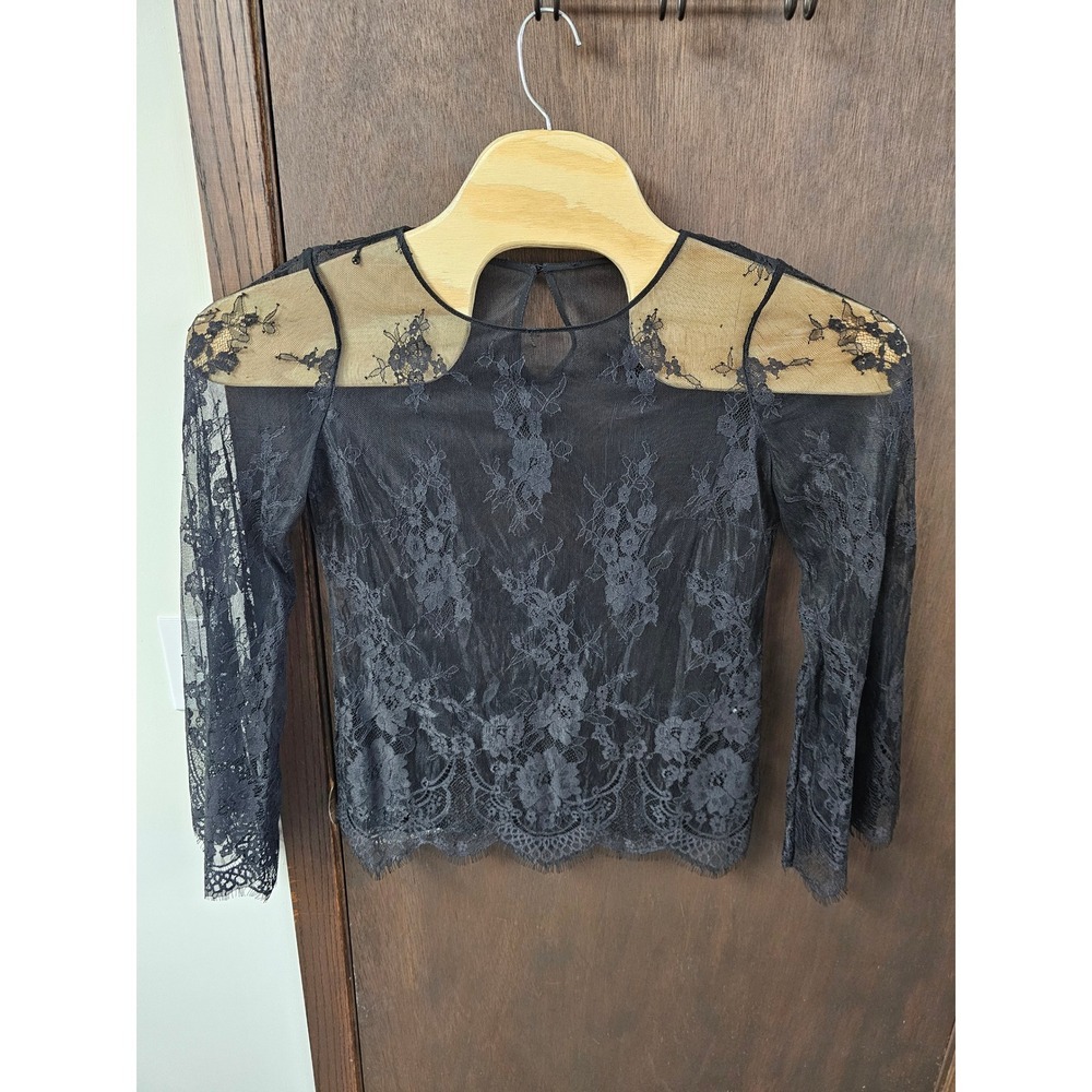 Layering Top Sheer Floral Lace Long Sleeve Top S 570282805